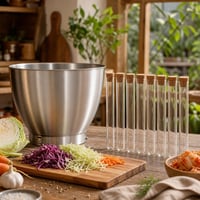 Set za fermentaciju kimchija: 8x staklene epruvete s čepom + 7l zdjela od nehrđajućeg čelika 1