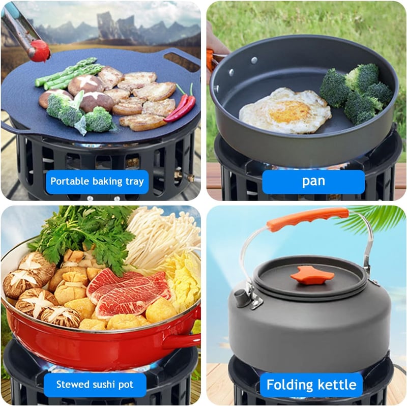Erős 16800W-os Szélálló Kemping Gázfőző Piezo Gyújtással és Adapterrel