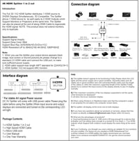 HDMI Splitter 1 bemenet 2 kimenet 4K felbontással, 3.9 láb kábellel - Két monitor egyidejű használatához, Tükrözés funkcióval 9