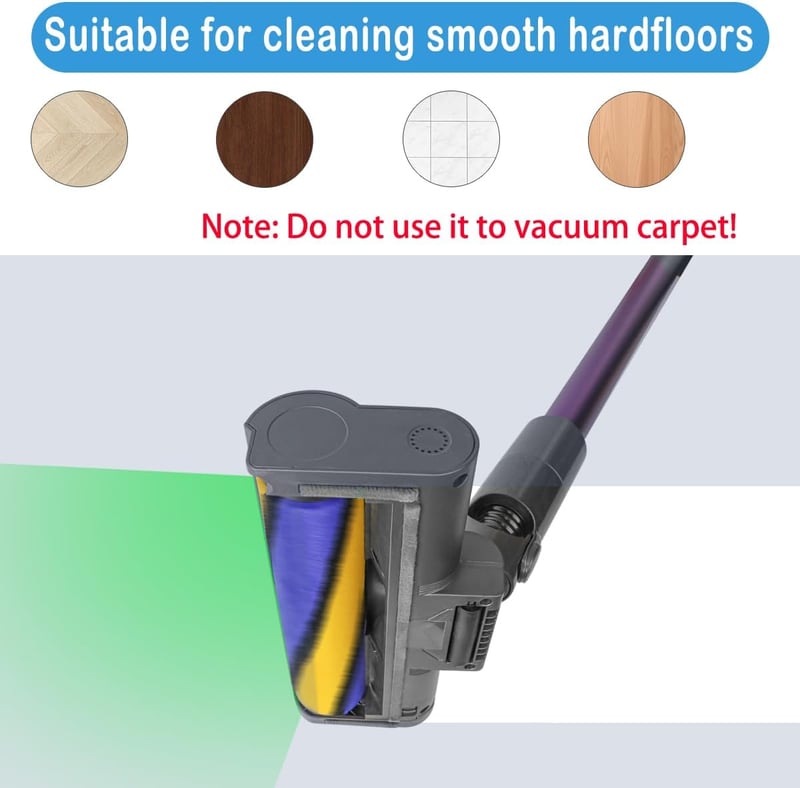 SpeHiate LED Padlófej Dyson V12 Detect Slim és V10 Digital Slim Porszívókhoz - Cserélhető Puha Görgős Kefe Kemény Padlóhoz, Láthatatlan Por 