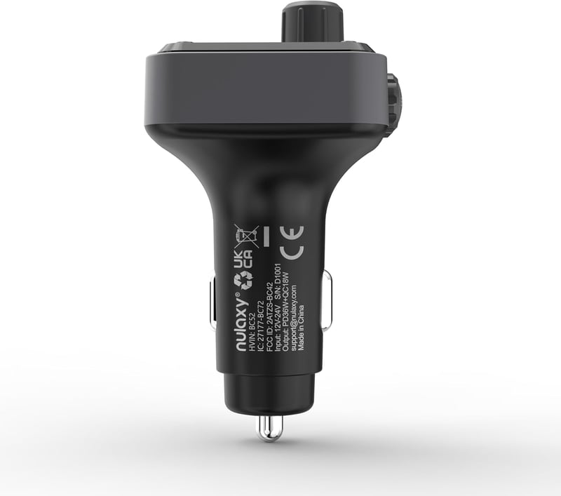 Nulaxy 54W Bluetooth 5.3 FM Transzmitter Autóba - 4 Töltőporttal (PD 36W & QC3.0 18W), 5 Színű LED Háttérvilágítás, Mélyhangzású Lejátszó, K