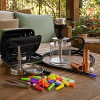 Shisha párty set: mini vodná fajka + taška + 100x náustok + kliešte + 2x adaptér na hadicu 1