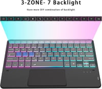 ROOFEI Samsung Galaxy Tab A9 Plus Tok QWERTZ Billentyűzettel - 7 Színű RGB Háttérvilágítás, Bluetooth, Levehető Billentyűzet Trackpaddal, 11 5