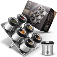 RAAVER mágneses fűszertartó készlet - 6 rozsdamentes acél doboz + állvány, BPA-mentes 1