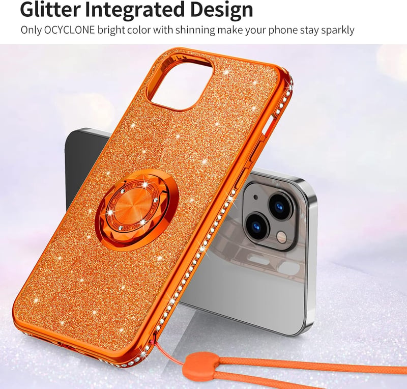iPhone 13 Rosegold Csillogó Glitteres Gyűrűs Ütésálló Tok