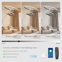 BRIMETI Függőlámpa Étkezőasztalhoz - 50 cm Állítható Magasságú 3 Izzós 45W LED Mennyezeti Lámpa Távirányítóval, Fényerőszabályzós, Nappali,  5