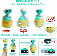 Dinoszaurusz Húzós Autó 360°-os Pörgéssel - Többfunkciós Játékjármű Gyerekeknek 2