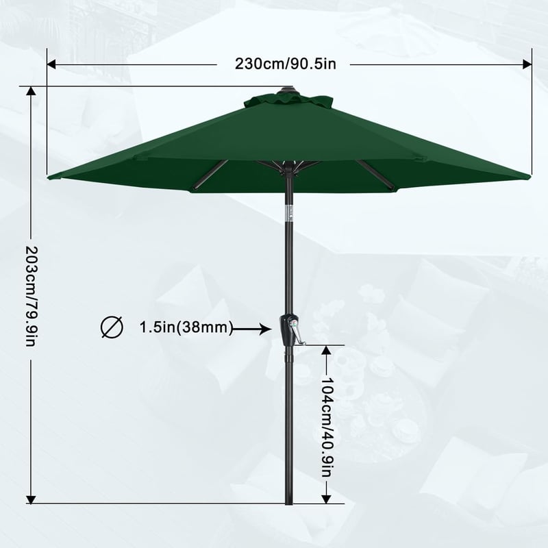 MasterCanopy 230 cm-es sötétzöld napernyő teraszra és kertbe