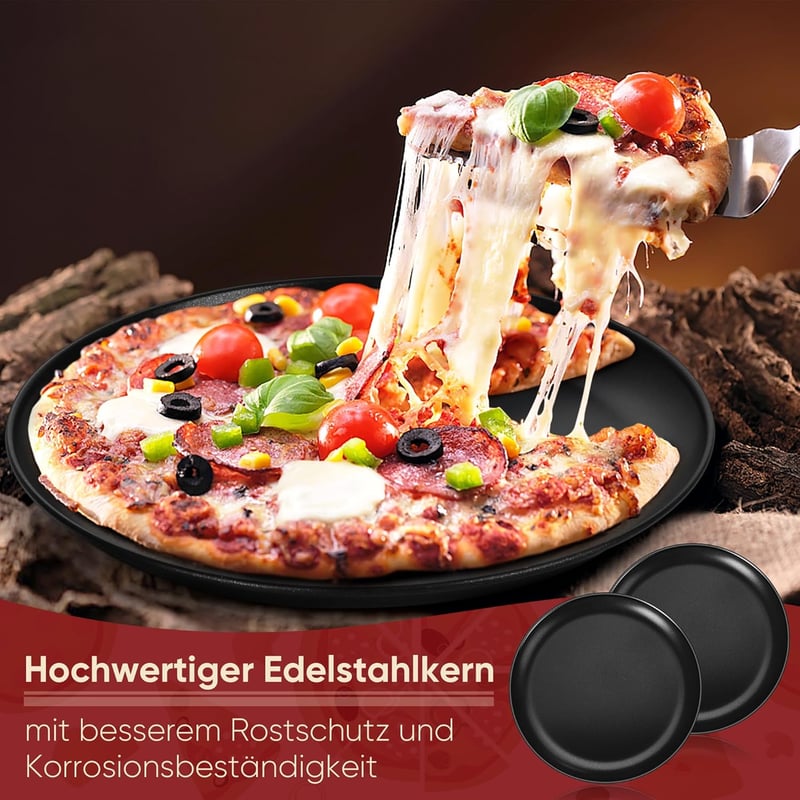 HaWare 30 cm-es tapadásmentes kerek pizzasütő tálca, 2 darabos szett