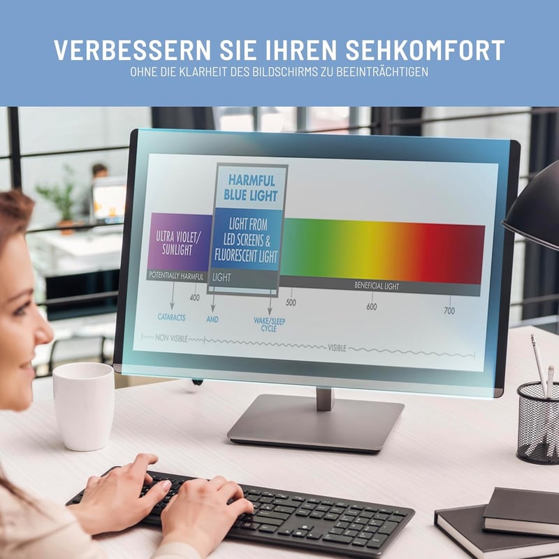 VistaProtect Kékfény Szűrő Monitor Védőszűrő 26-27" Képernyőkhöz - Szemvédelem Fejfájás és Szemfáradtság Ellen - Orvosi Fejlesztésű Monitors