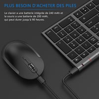 Vezeték nélküli AZERTY billentyűzet és egér szett Windows-hoz, USB vevővel, újratölthető 4