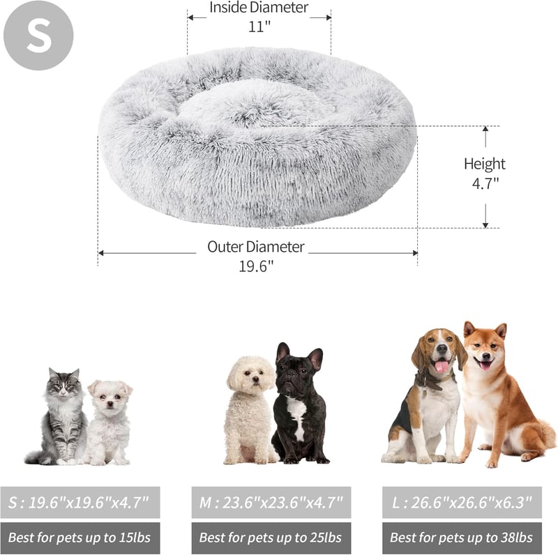 Love's Cabin 50cm-es Kerek Plüss Macska- és Kutyaágy - Mosható Donut Fekhely Csúszásgátlóval