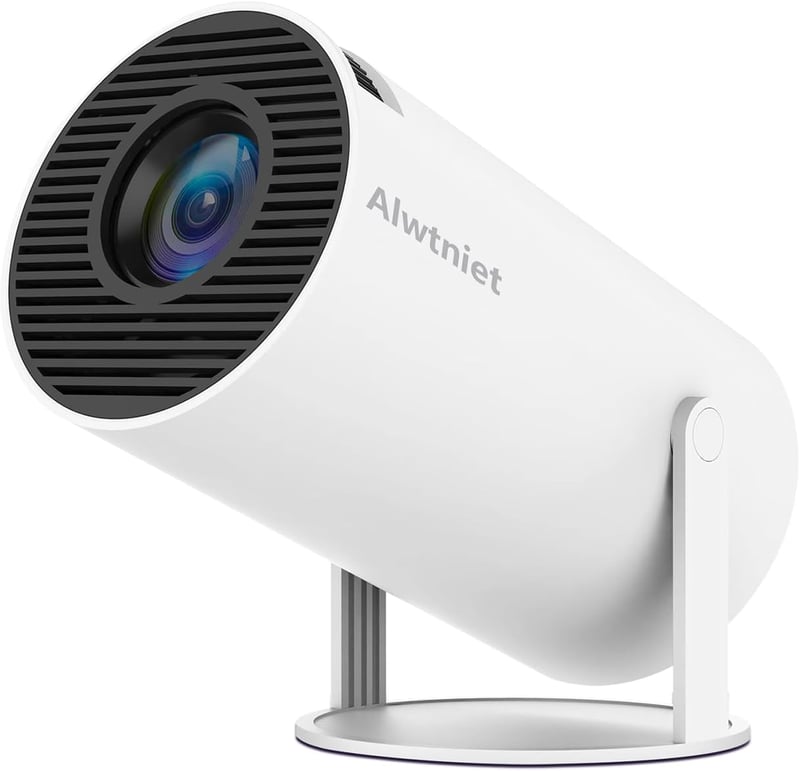 Alwtniet 4K Hordozható Mini Projektor Android 11 - 200 ANSI Lumen, 5G WiFi 6, Bluetooth 5.0, 180° Forgatható, Automatikus Trapézkorrekció, F