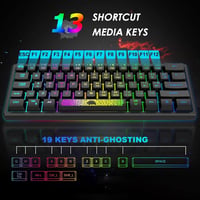 LexonElec 60% Mini Gamer Billentyűzet és Egér Szett - Fekete, RGB Háttérvilágítás, Mechanikus Érzetű, Ergonomikus, 12000 DPI Méhsejt Egér, U 8