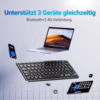 iClever Bluetooth Billentyűzet, Vezeték Nélküli Német QWERTZ Kiosztás, Újratölthető, 3 Eszköz Közötti Váltás, MacBook Pro/Air, iMac Kompatib 2