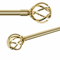 GSBLUNIE Arany Függönyrúd 365 cm Csavart Kalitkás Végekkel, 16 mm Fém — fali tartók és szerelési kellékek nélkül (állapot: lásd a 2. képet) 1