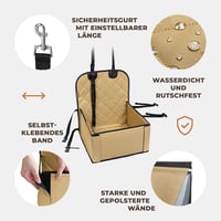 Prémium vízálló kutyaülés autóba, megerősített falakkal - Beige 4