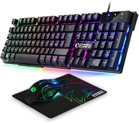 EMPIRE GAMING MK800 3-in-1 Gamer Szett - RGB Billentyűzet 19 Anti-Ghosting Gombbal, Ergonomikus RGB Egér 2400 DPI, Egérpad - PC PS4 PS5 Xbox 1
