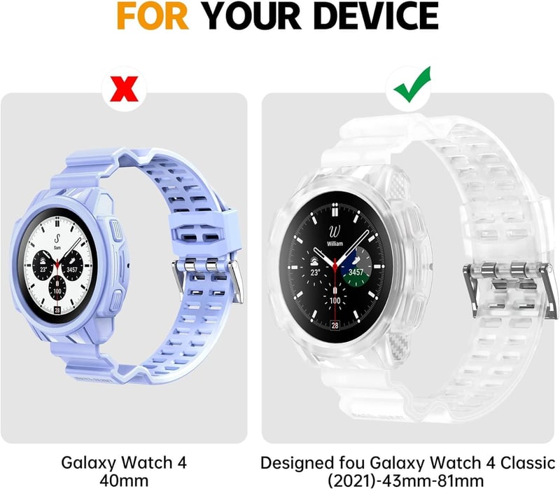 Samsung Galaxy Watch 4 Classic 42mm-es Fehér Szilikon Szíj és Védőtok Szett