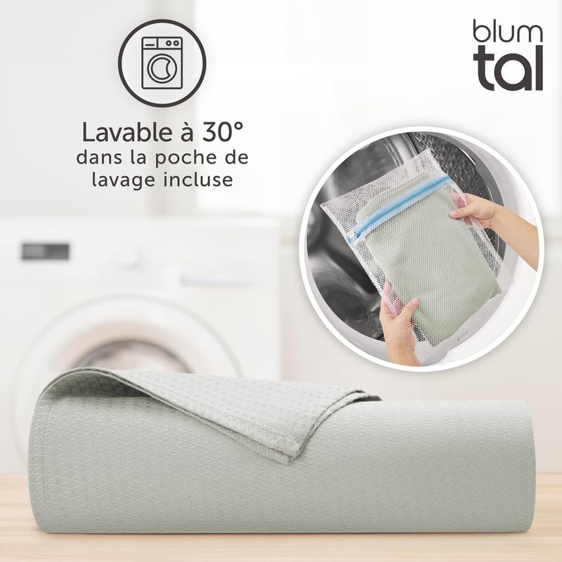 Blumtal Bambuszrost Hűsítő Takaró 150x200cm - Oeko-TEX Tanúsított Légáteresztő Nyári Pléd - Szürke Ágytakaró Kanapéra