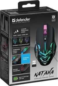 Defender Katana vezeték nélküli RGB gamer egér, csendes kattintás, 240 órás akkumulátor 9