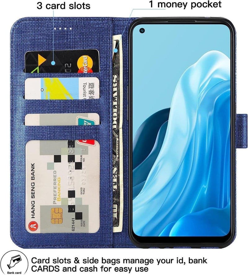 Oppo Find X5 Lite 5G bőr pénztárcatok kártyatartóval és állvánnyal