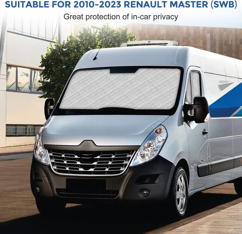 JinsenTGG Napvédő Szélvédőtakaró Renault Master 2010-2023 SWB és Opel Movano - 9 részes Hőszigetelő Alumínium Fólia Napellenző Takaró