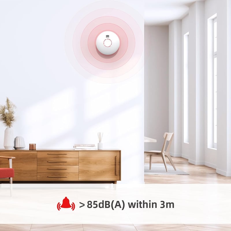 Andyssey GS558D Okos Füstérzékelő WiFi-vel, Mágneses Tartóval - Hálózatba Köthető Tűzjelző Fotoelektromos Érzékelővel, DIN EN14604 