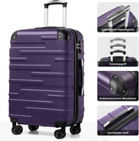 COOLIFE Bőrönd Szett ABS Keményfalú Utazóbőrönd TSA Zárral - M Méret 45 x 25 x 67 cm 60 literes, 4 Kerekű Gurulós Bőrönd Unisex Utazáshoz 17