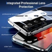 Samsung Galaxy S20 FE IBEX mágneses tok - 360°-ban forgatható, fémkeretes ütésálló védőtok dupla üveggel 4