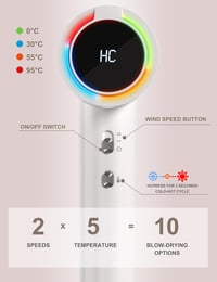 GRT PRO SmartAI-Temp Pro Hajszárító - 2200W, 200 Millió Negatív Ion, 340g Ultrakönnyű, AI Hőmérséklet Szabályozás, Gyorsszárítás, Utazáshoz  6