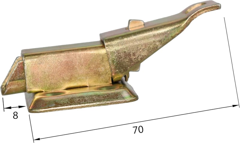 KeyMet GmbH Horganyzott Sárga Padlócsapda Retesz Ablakzár Horoggal - 80mm Hosszú Biztonsági Zár M4 Csavarfuratokkal - 1, Galvanised Yellow