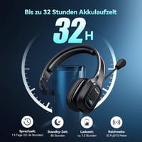 TeckNet Bluetooth fejhallgató mikrofonnal, zajszűrős, töltőállomásos, Skype-kompatibilis 5