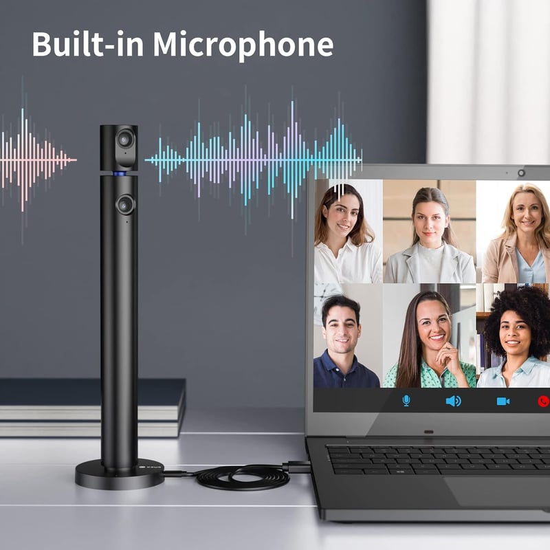 CZUR Halo Full HD 1080P Webkamera - 180° Forgatható Dupla Kamerás Streamcam Mikrofonnal, 90° Látószög, USB-C Csatlakozás, Zoom/Skype/Teams K