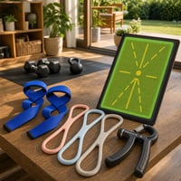 Štartovací balík na cvičenie: 1x popruhy + 3x gumy + posilňovač úchopu + protišmyková podložka 1
