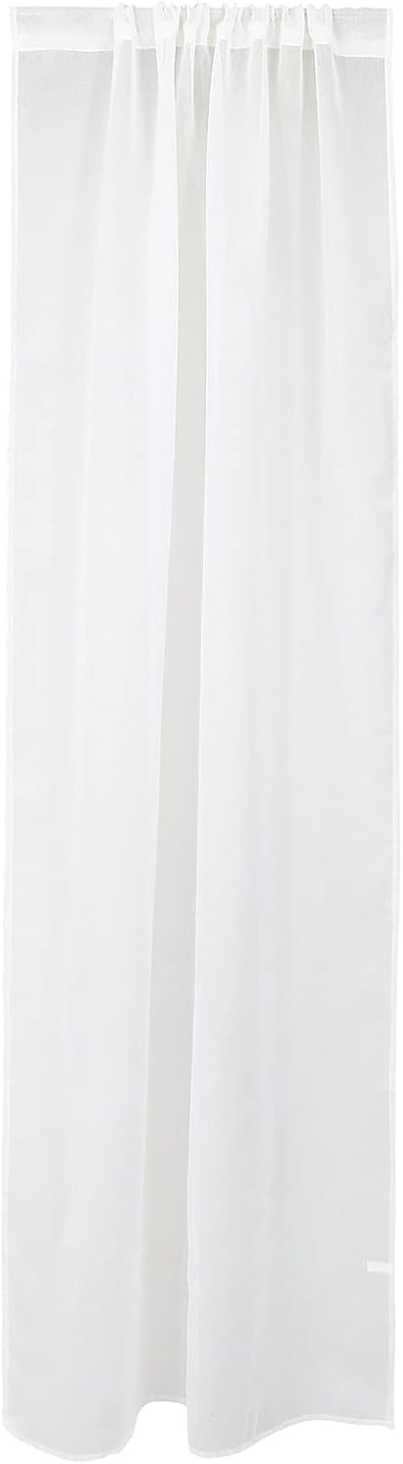 VOSAREA Fehér Pamut-Len Fényáteresztő Függöny Nappali és Hálószoba Dekorációhoz, Átlátszó Voile Anyag, 100 x 200 cm