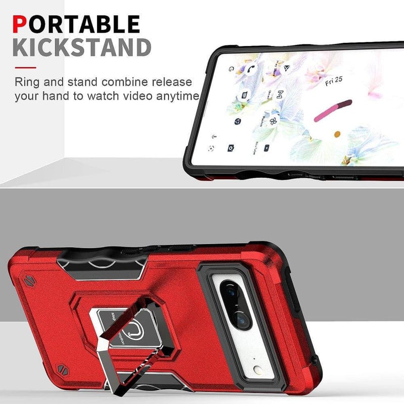 Google Pixel 7 Rózsaszín Arany Katonai Tok Gyűrűs Tartóval és Mágnessel