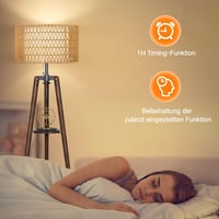 OUTON Fa Állólámpa LED Tripod Polccal - Távirányítós, 4 Színhőmérséklet, Időzítő, Dupla Lámpaernyő, Dió Színű, Nappali és Hálószoba Világítá 6