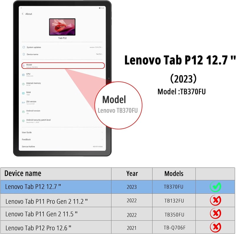 Lenovo Tab P12 2023 Bluetooth QWERTZ billentyűzetes tok, tollartóval - EasyAcc