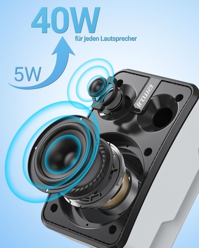 Inwa Bluetooth Kültéri Hangszóró Szett, 400W, IPX5 Vízálló, Vezeték Nélküli Hangrendszer Kertbe és Teraszra, 2 db, Sync Speaker Funkcióval, 
