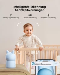CZEview BM6 Bébiőr 2 Kamerával, 2K Felbontás és 4X Zoom, 5,5 Colos HD Kijelző, Mobilalkalmazással, Kék 4