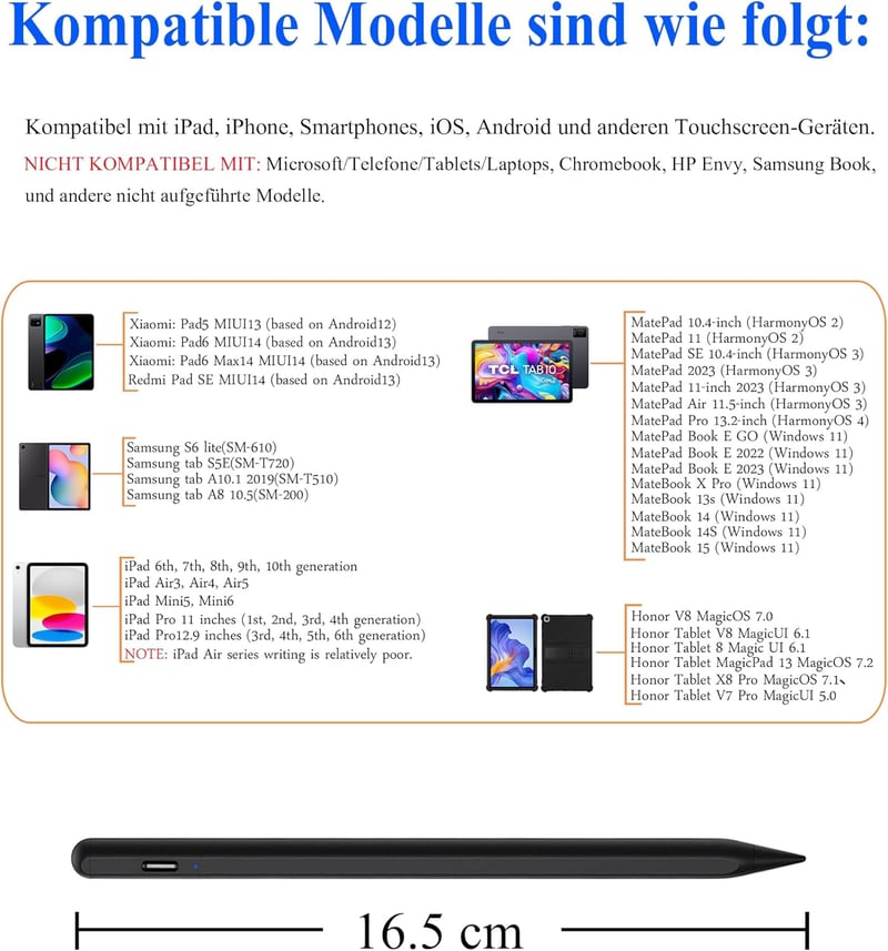 Kenkor mágneses érintőceruza 1,5 mm-es heggyel - iPad, iPhone és Android készülékekhez (fekete)