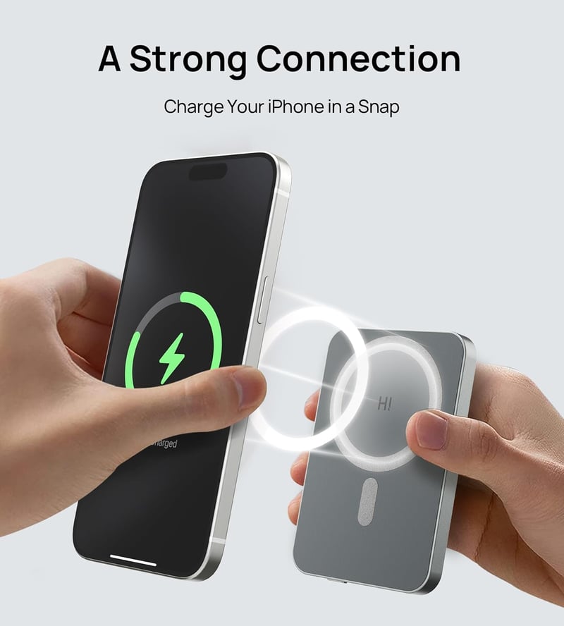 MagSafe Powerbank iPhone-hoz: Hinovo 5000mAh ultravékony mágneses külső akkumulátor, 20W gyorstöltés