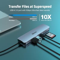 Hub Type-C 7 în 1 Qhou: HDMI 4K, USB 3.0, Cititor de Carduri, PD 100W 5