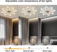 Revneey LED Mennyezeti Ventilátor Lámpával, 72W Szabályozható (3000-6000K), Csendes, Irányváltható, 8 Fejes (90x15cm), Fehér, Nappali, Háló, 3