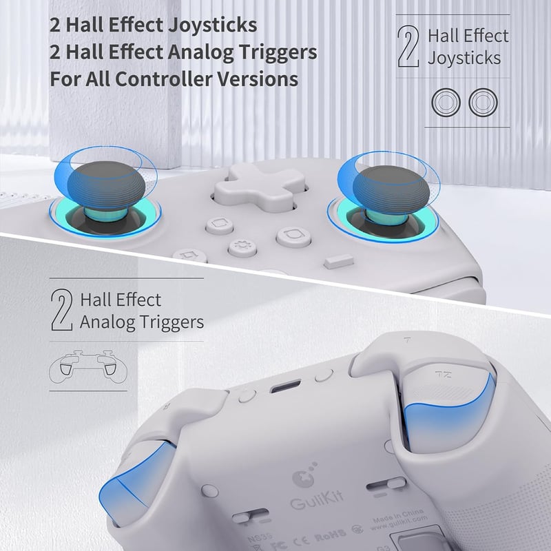 GuliKit KK3 Max Bluetooth Kontroller - Hall Effekt Joystick, Állítható Ravaszok, Cserélhető Paddlek, Switch/OLED/PC Kompatibilis, Drift-ment