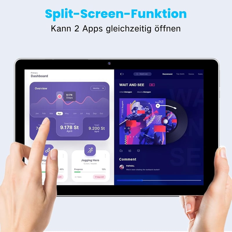 Winsing 10" Android 13 Tablet, 6GB RAM, 64GB Tárhely, Bővíthető 1TB-ig, Kék-Fehér Tokkal, 5MP+8MP Kamera, HD IPS Kijelző, WiFi, Bluetooth 5.