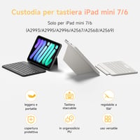 HOU Bluetooth Billentyűzetes Tok iPad Mini 6 (2021) 8.3" Tablethez - 150° Mágnesesen Levehető, Ütésálló Védőtok USB-C Töltéssel, Fekete 2