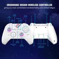 Reddening Vezeték Nélküli Kontroller Windows PC-hez, Gamepad TURBO/Hall-Trigger/RGB Világítási Módokkal, 3.5mm Audioporttal, Beépített Akkum 2