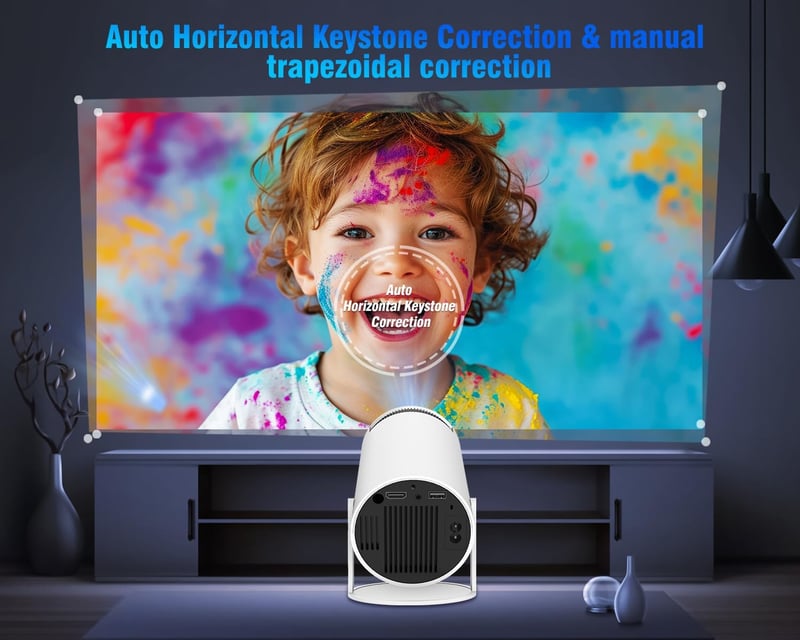 Alwtniet 4K Hordozható Mini Projektor Android 11 - 200 ANSI Lumen, 5G WiFi 6, Bluetooth 5.0, 180° Forgatható, Automatikus Trapézkorrekció, F